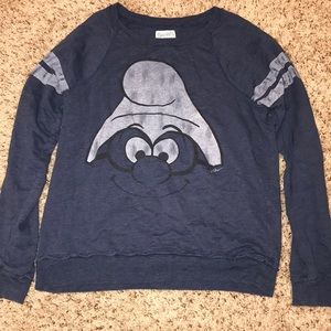 Long sleeve smurf cartoon shirt